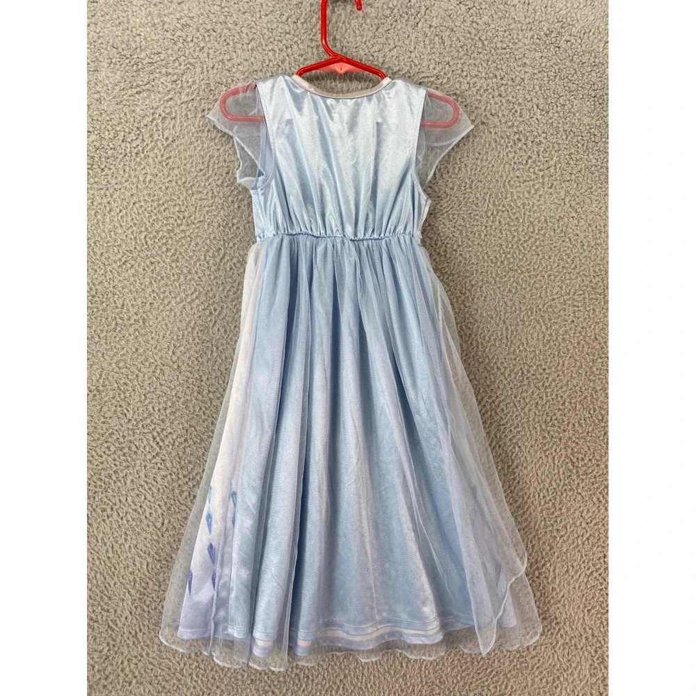 Disney Frozen Elsa‎ Nightgown Toddler Girls 5T Blue Excellent Mesh Overlay Dress